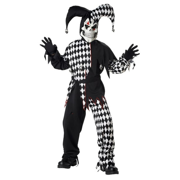 Halloween Boys Clown Costume Childrens Scary Creepy Clown Jester Fancy Dress New